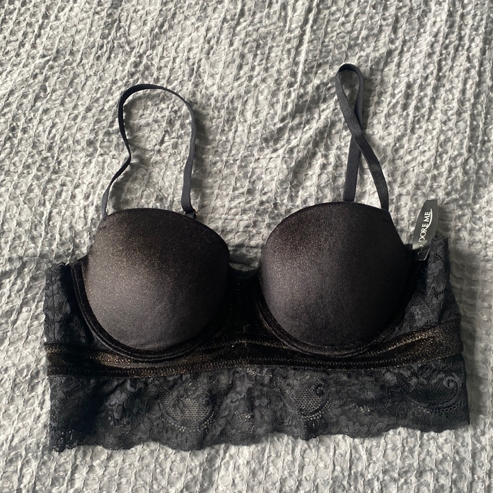 Adore Me Push Up Bra Gold with Black and lace